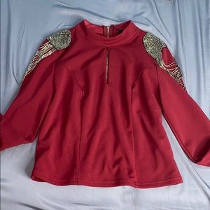 Dark red party top